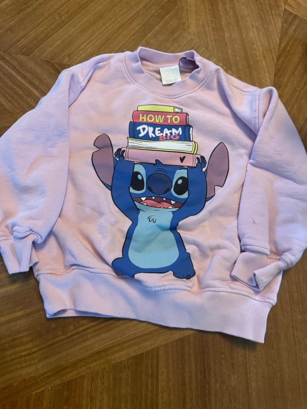 Zara Kids Pink Stitch Graphic Sweatshirt - 'How to Dream Big' size 6-7
